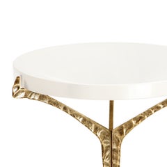 Nature inspired white lacquered cast brass Alentejo side table by InsidherLand