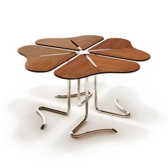 Art Noveau walnut veneer & nickel, Four... for Luck cofee table by Insidherland