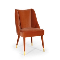 Organic nature-inspired red velvet brass Figueroa dining chair by InsidherLand