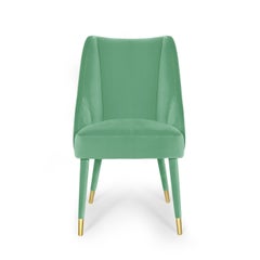 Organic nature-inspired turquoise velvet Figueroa dining chair by InsidherLand