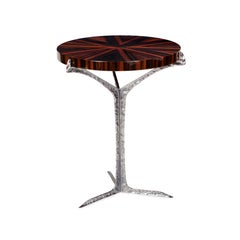 Nature inspired ebony veneer nickel Alentejo side table by InsidherLand