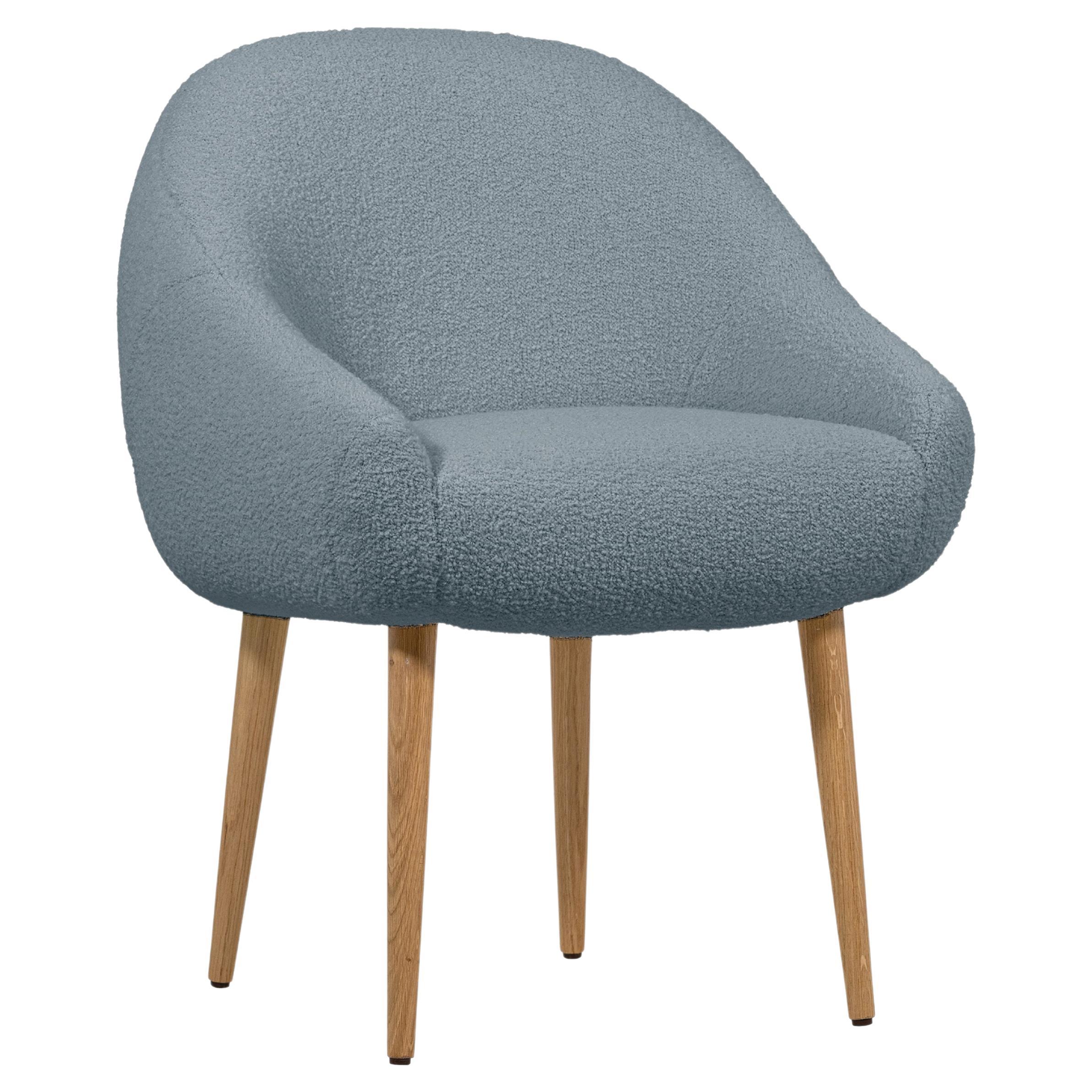 Niemeyer Dining Chair, Bouclé and Oak, Insidherland by Joana Santos Barbosa For Sale