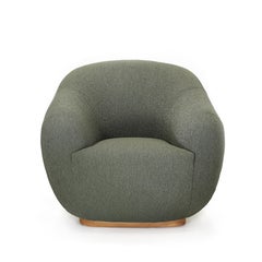 Mid-Century curved sage bouclé oak Niemeyer II lounge chair by InsidherLand