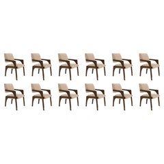 Set of 12 contemporary walnut chenille brass Arches dining chair by InsidherLand
