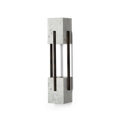 Modern minimalist Carrara marble & dark brass Looshaus wall lamp by InsidherLand