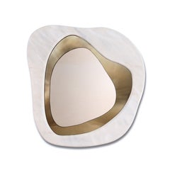 Free form Estremoz marble bronzed brushed brass Powell mirror by InsidherLand
