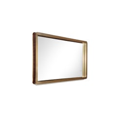 Minimalist rectangular walnut veneer bronzed brass Unveli mirror by InsidherLand