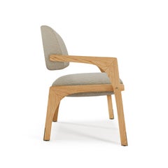 Contemporary natural oak taupe bouclé Arches dining chair by InsidherLand