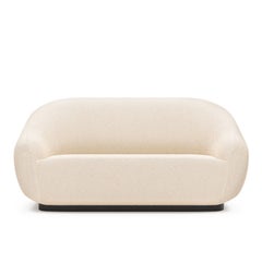 Mid-Century Modern curved cream bouclé dark oak Niemeyer II sofa by InsidherLand