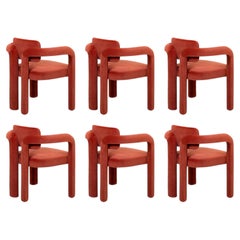 Set of 6 Modern sculptural red velvet Double Arch dining chair by InsidherLand