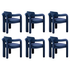 Set of 6 Modern navy blue velvet Double Arch dining chair by InsidherLand