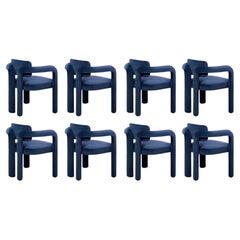 Set of 8 Modern navy blue velvet Double Arch dining chair by InsidherLand