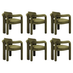 Set of 6 Modern olive green velvet Double Arch dining chair by InsidherLand
