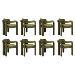 Set of 8 Modern olive green velvet Double Arch dining chair by InsidherLand
