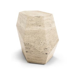 Organic geometric Roman Travertine stone Three Rocks side table by InsidherLand