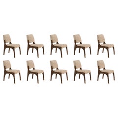 Set of 10 sculptural walnut armless Arches II dining chair by InsidherLand