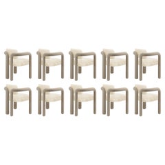 Set of 10 Modern sculptural fur velvet Double Arch dining chair by InsidherLand