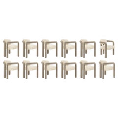 Lot de 12 chaises de salle à manger double arche sculpturale moderne en fourrure et velours par InsidherLand