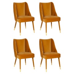 Set of 4 Organic nature-inspired velvet Figueroa dining chair by InsidherLand