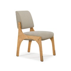 Set of 12 natural oak bouclé armless Arches II dining chairs by InsidherLand