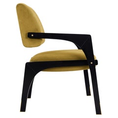 Contemporary black lacquered camel velvet Arches dining chair by InsidherLand