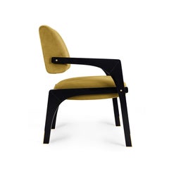 Contemporary black lacquered camel velvet Arches dining chair by InsidherLand