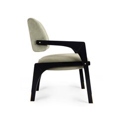 Contemporary black lacquered grey velvet Arches dining chair by InsidherLand