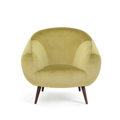 Mid-Century Modern pistachio velvet & oak Niemeyer lounge chair by InsidherLand