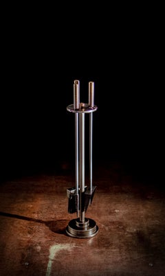 Juego moderno de utensilios para chimenea de acero y latón