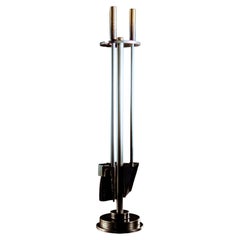 Juego moderno de utensilios para chimenea de acero y latón