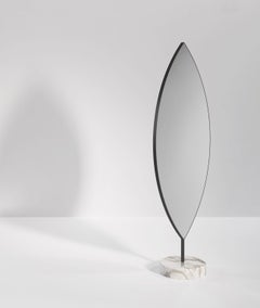 AGLAIA Contemporary Mirror in Satin Metal and Marble