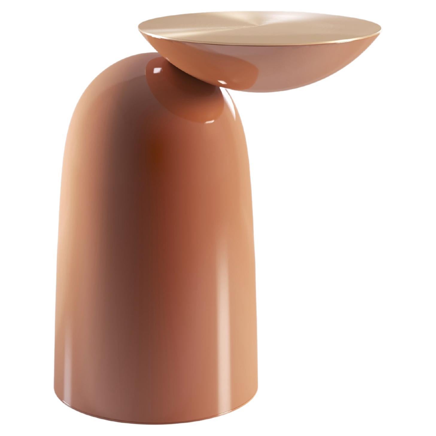 Pingu Contemporary Side Table in Lacquered and Metal Top For Sale