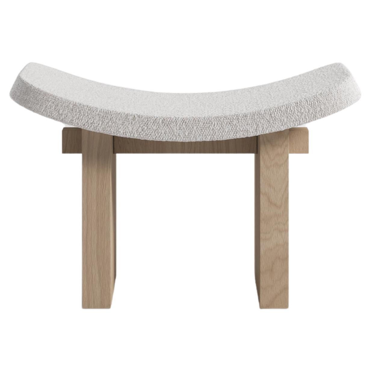 Nara Contemporary Stool in Fabric and Wood For Sale