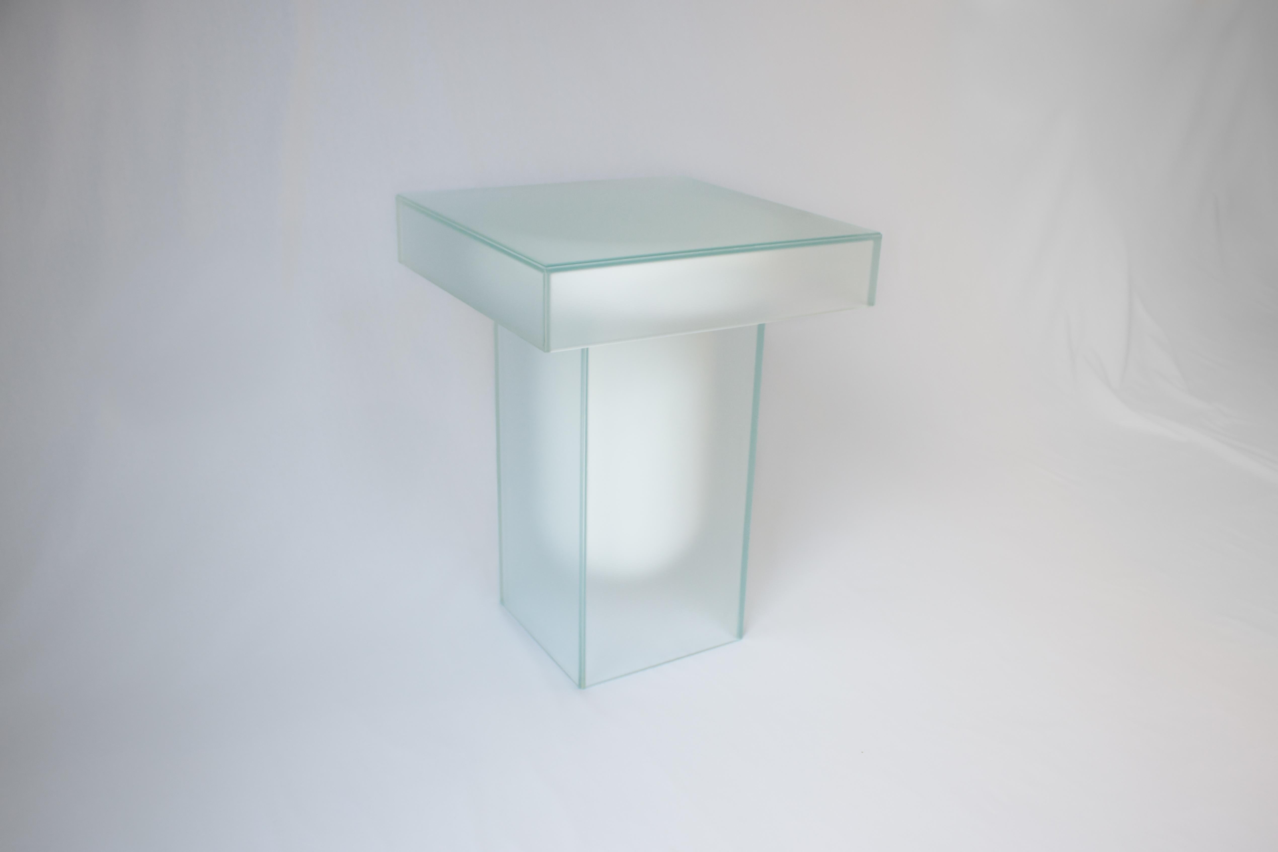 Modern Contemporary Containa Side Coffee Table in Frosted Glass For Sale
