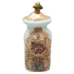 Antique Murano Glass Pharmacy / Apothecary Canister with Elaborate Handpainting