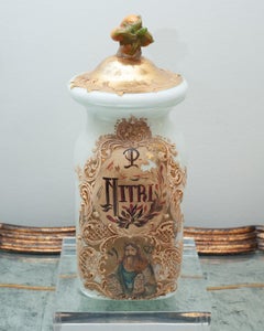 Antique Murano Glass Pharmacy / Apothecary Canister with Elaborate Handpainting