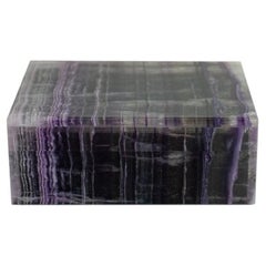 Contemporary Italian Small Purple Fluorite Box with Hinged Lid