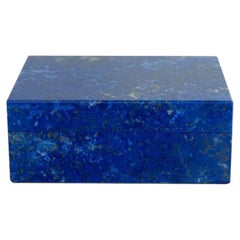 Contemporary Italian Small Blue Lapis Box with Hinged Lid
