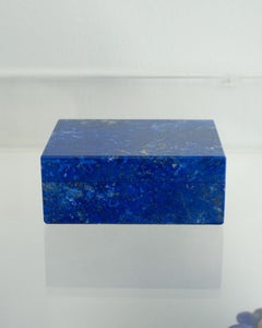 Contemporary Italian Small Blue Lapis Box with Hinged Lid