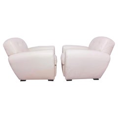 Pair of Signed Ralph Lauren Vintage Art Deco Leather Club Chairs