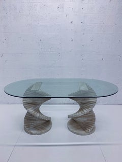 Italian Modern Spiral Stacked Travertine Dining or Center Table