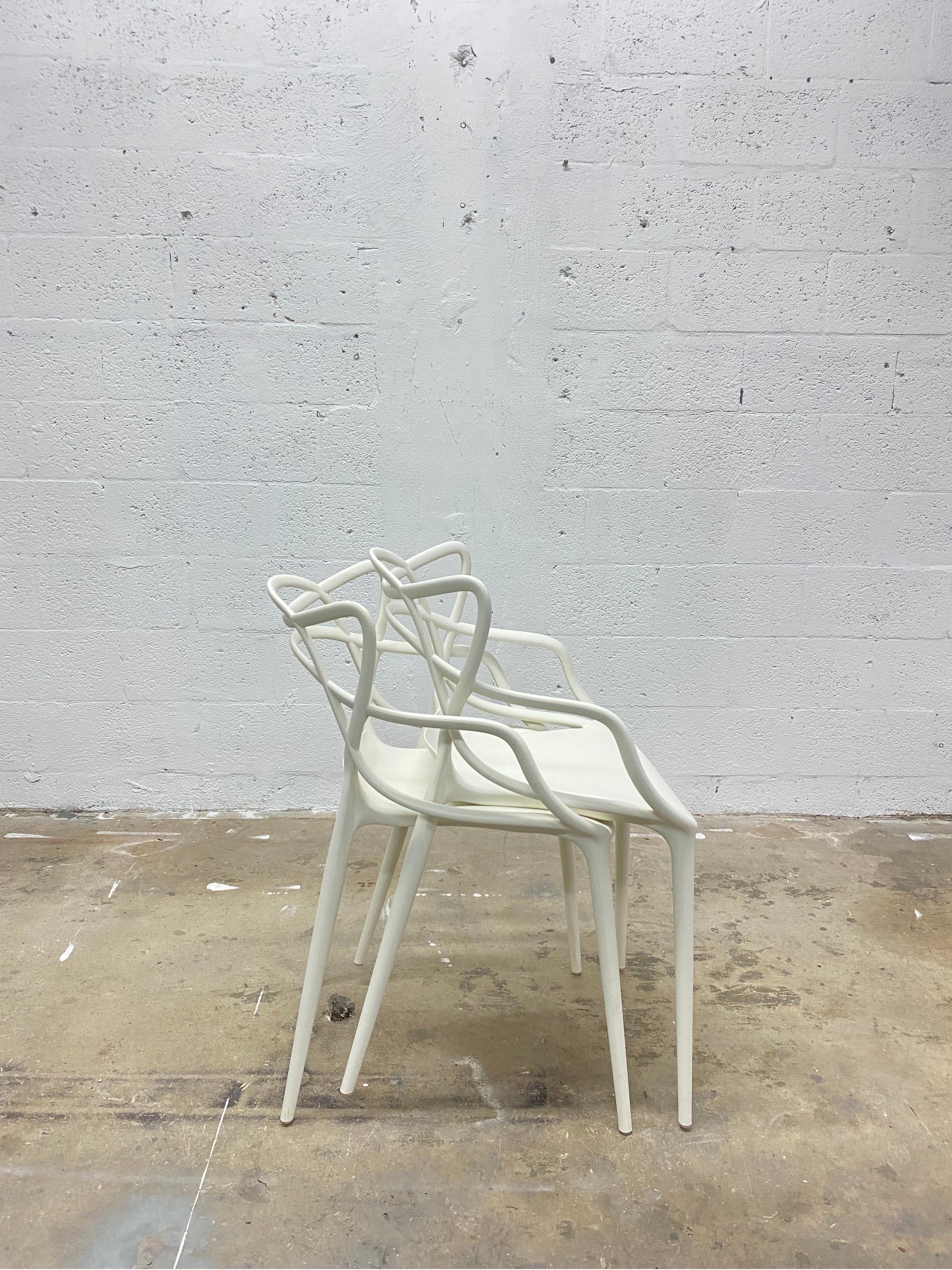 Italian Philippe Starck & Eugeni Quitllet White Masters Chairs for Kartell - a Pair For Sale