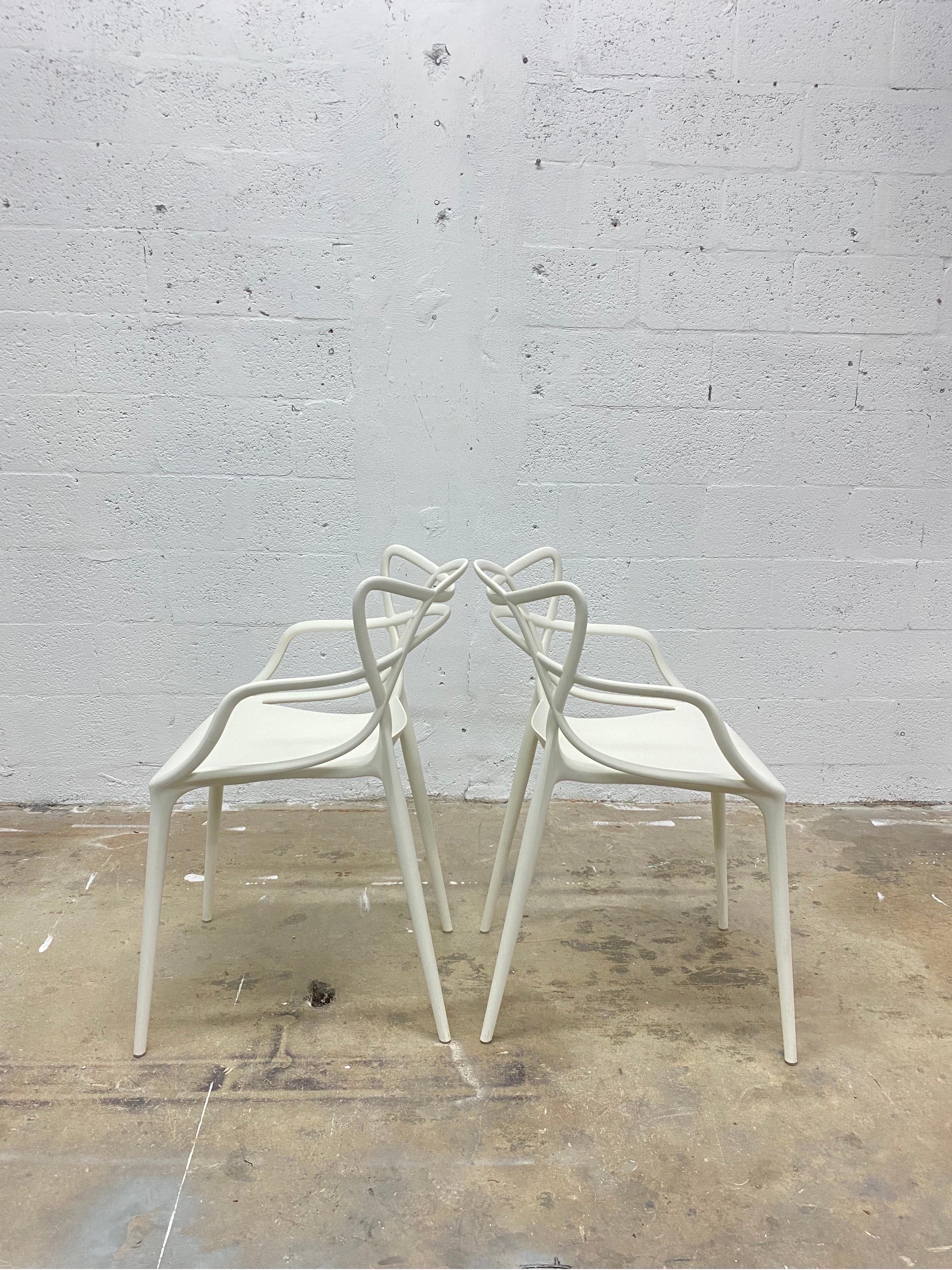 Plastic Philippe Starck & Eugeni Quitllet White Masters Chairs for Kartell - a Pair For Sale