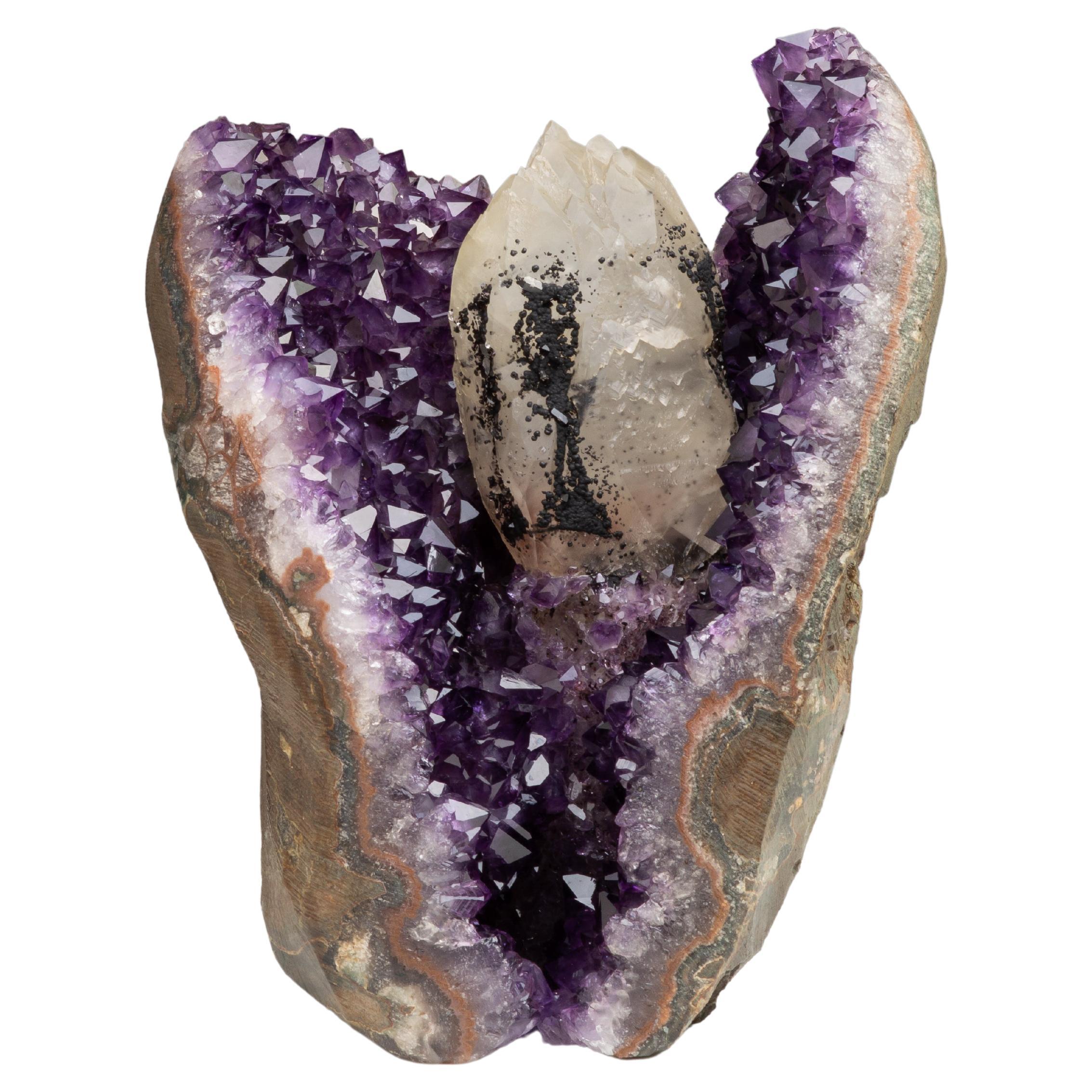 Angel Shaped Amethyst Crystals and Calcite mineral formation