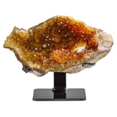 Antique Rough half geode of yellow - orange Citrine crystals