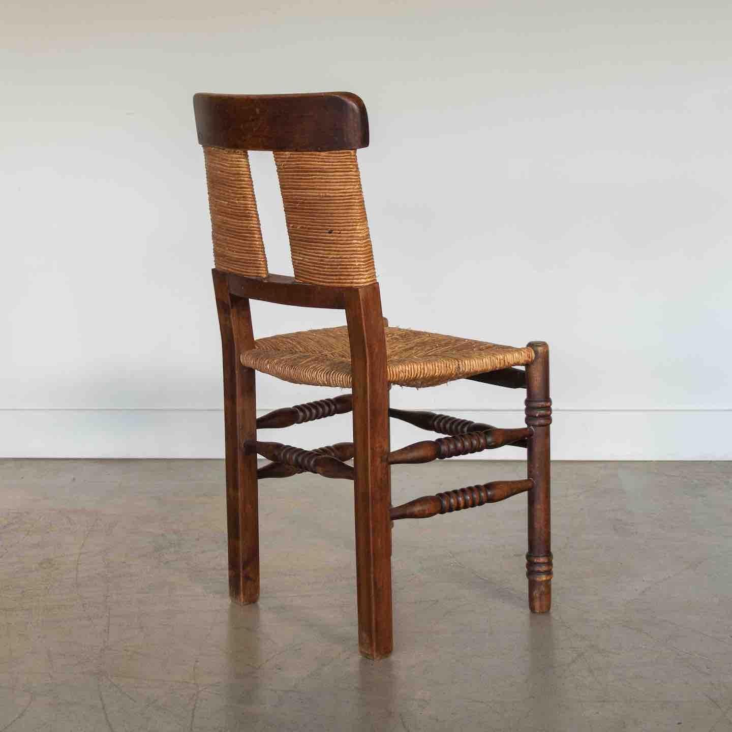 French Wood and Woven Chair For Sale 4