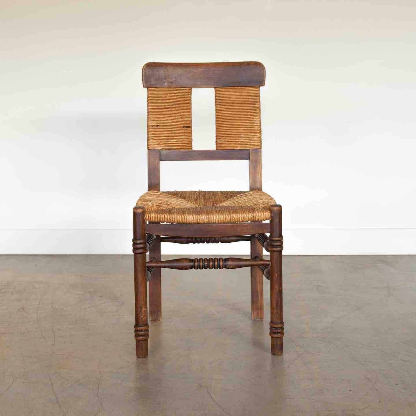 20th Century French Wood and Woven Chair For Sale