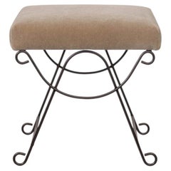 Panoplie Iron Loop Stool, Brown Mohair
