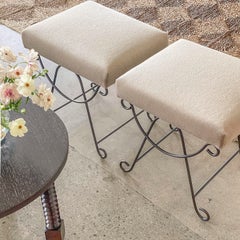 Panoplie Iron Loop Stool, Brown Mohair