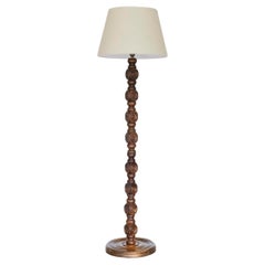 Carved Wood Floor Lamp by Charles Dudouyt